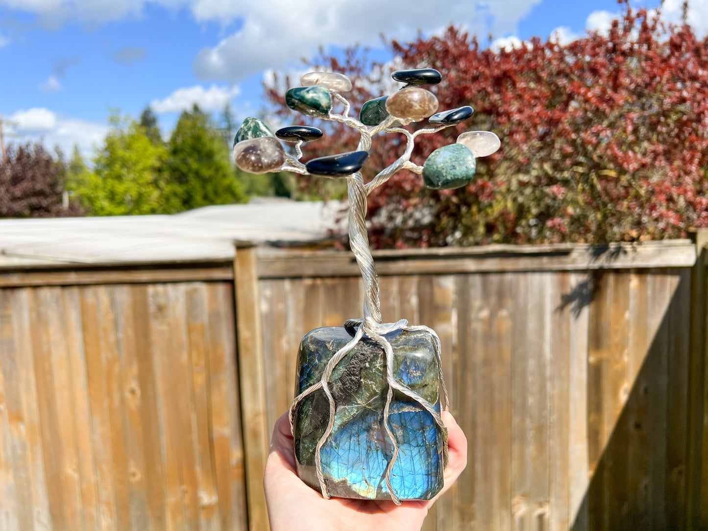 Custom Crystal Tree with Labradorite Crystal Base