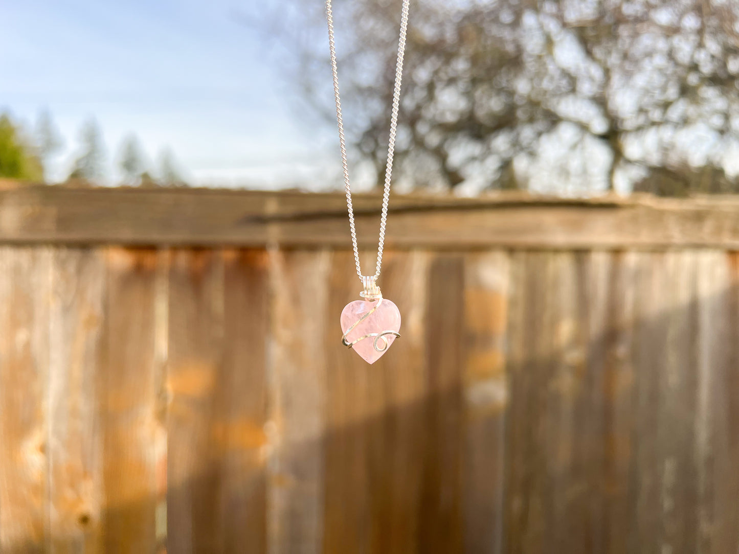 Rose Quartz Heart Necklace