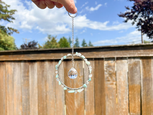 Amazonite and Clear Quartz Sun Catcher