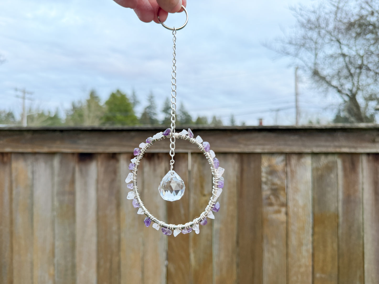 Amethyst and Rose Quartz Sun Catcher