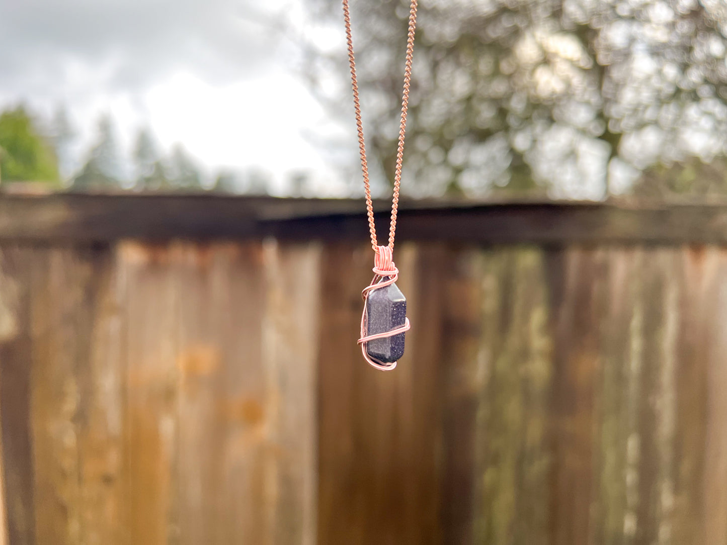 Blue Goldstone Double Terminated Necklace