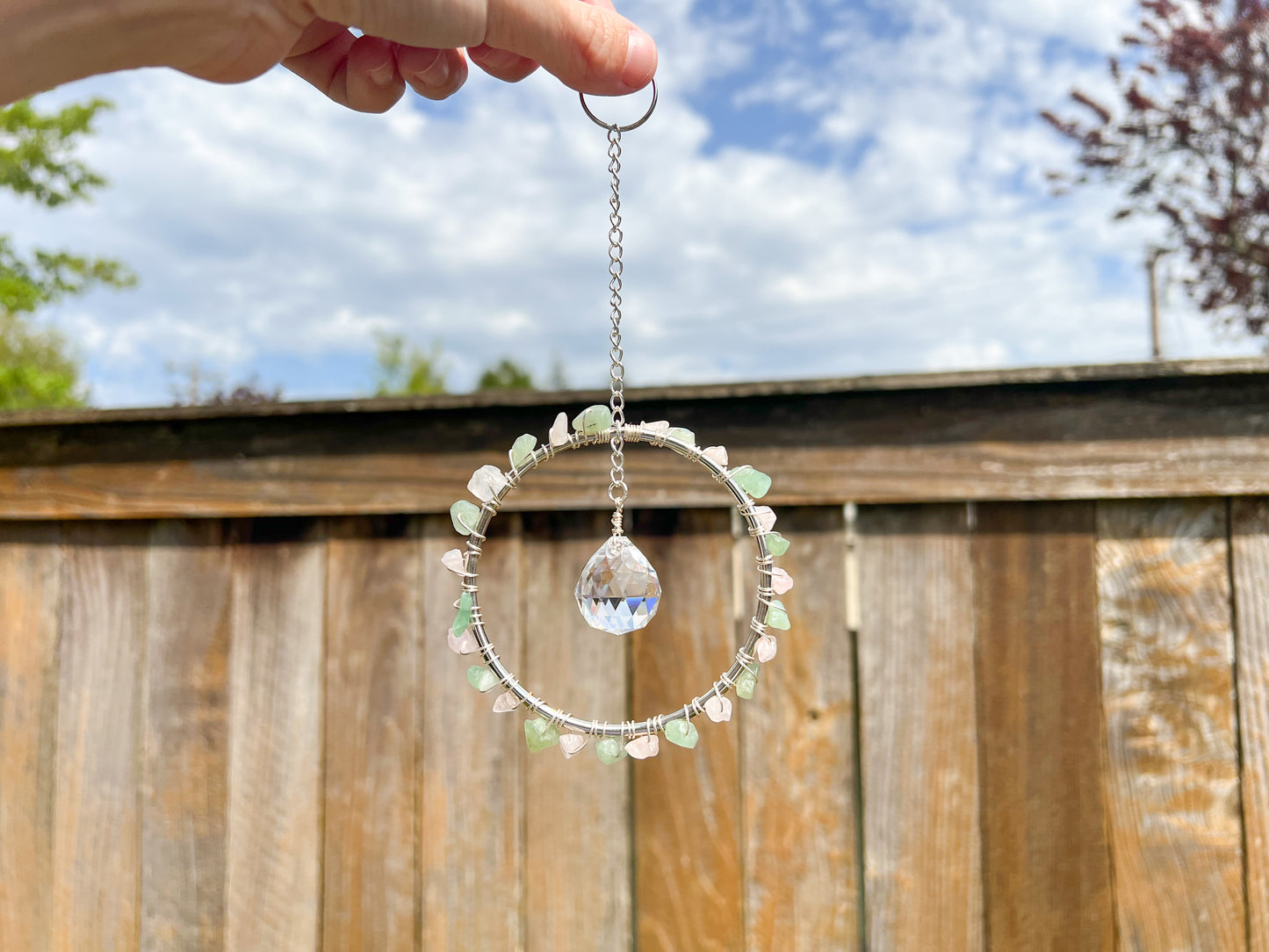 Rose Quartz and Green Aventurine Sun Catcher
