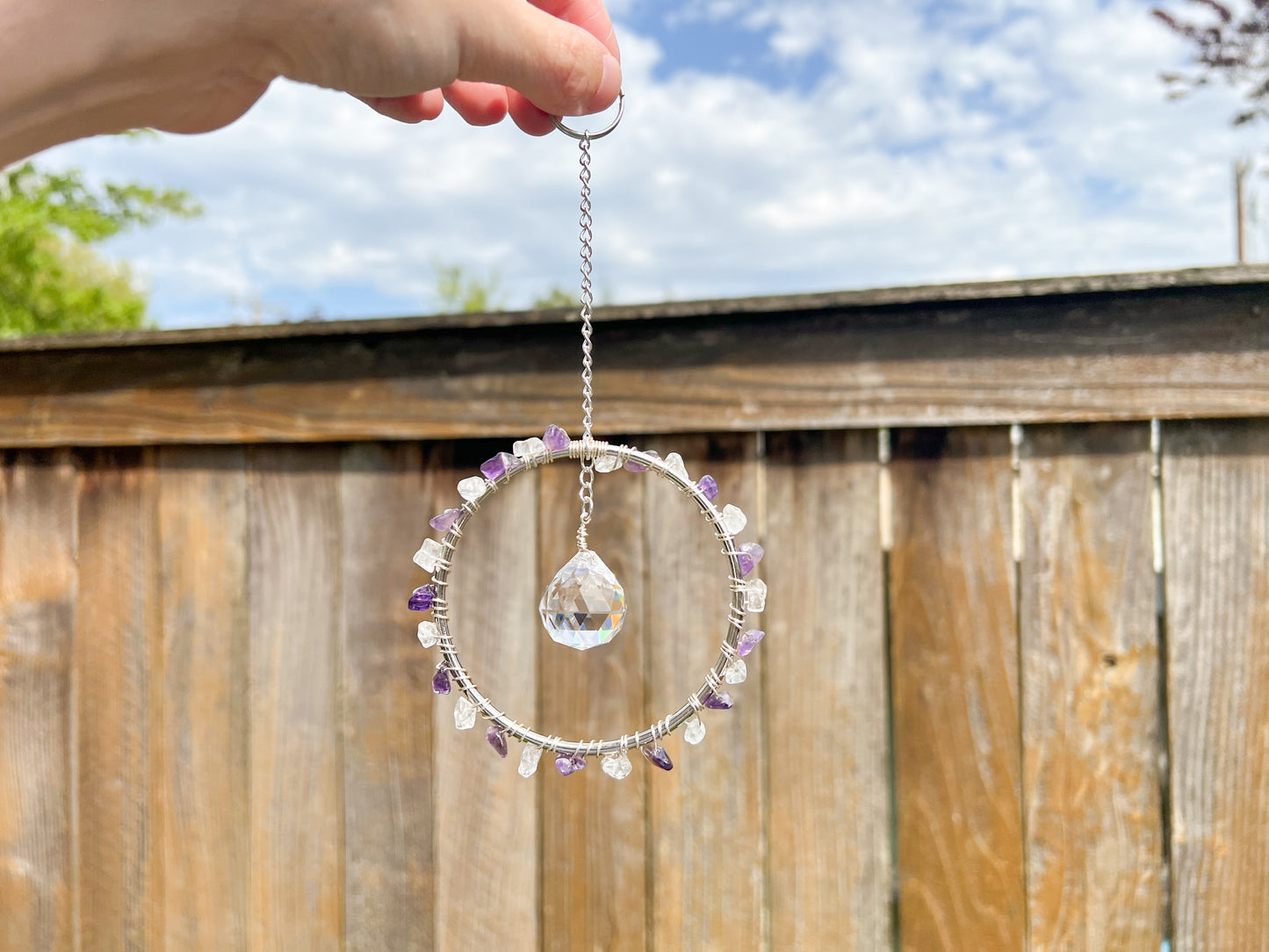 Amethyst and Clear Quartz Sun Catcher