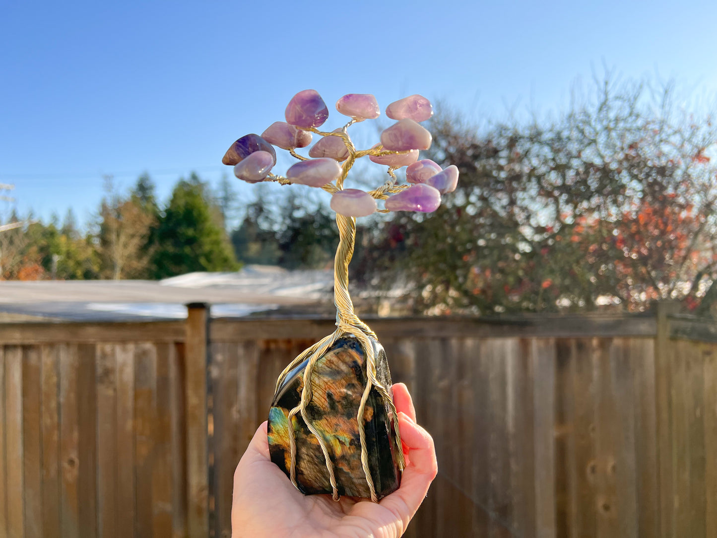 Custom Crystal Tree with Labradorite Crystal Base