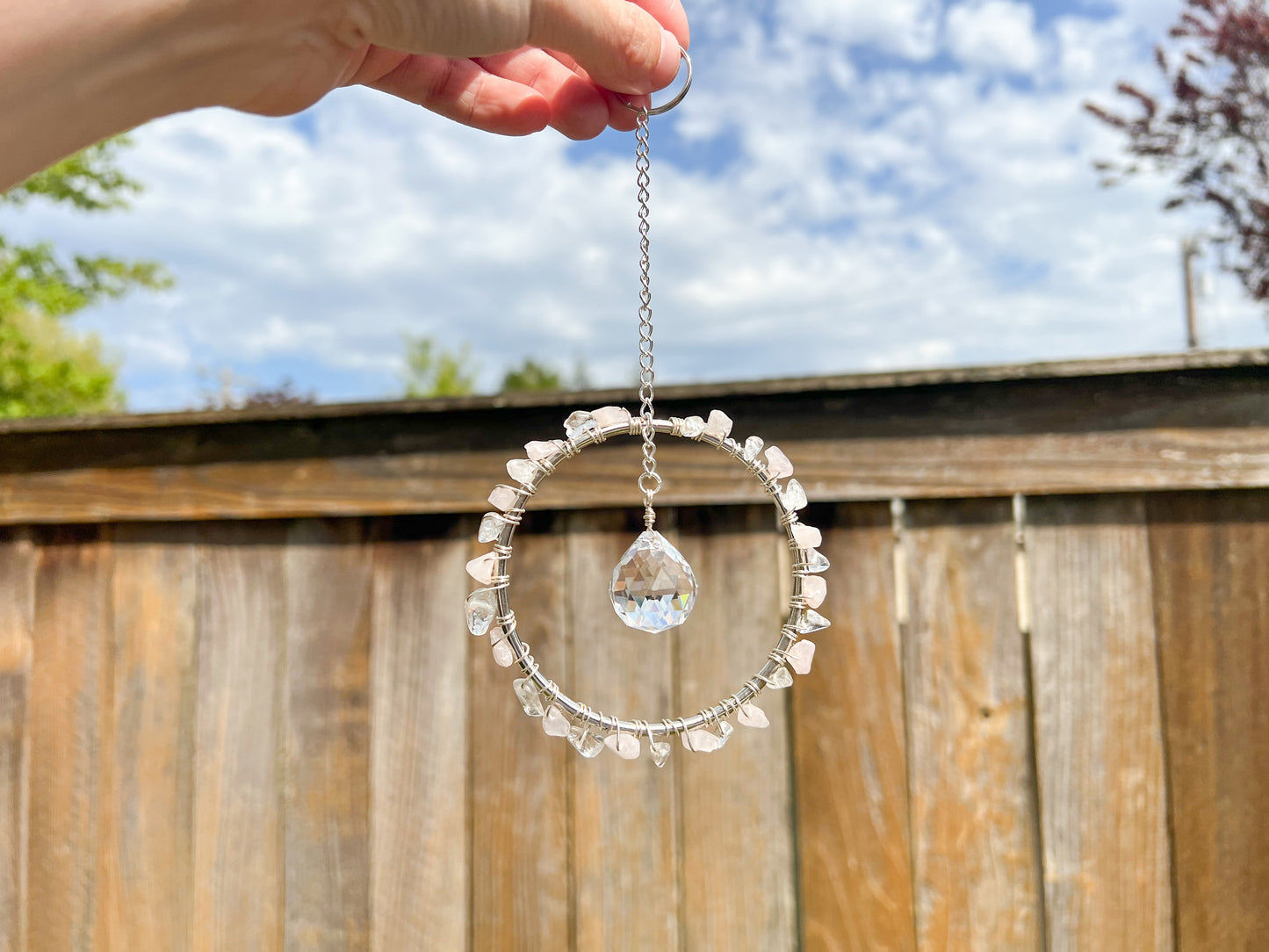 Rose Quartz and Clear Quartz Sun Catcher
