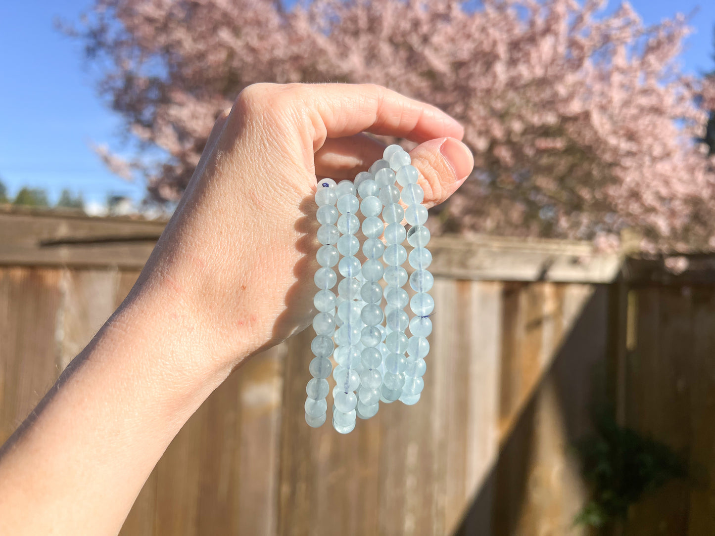 Aquamarine Crystal Beaded Bracelet