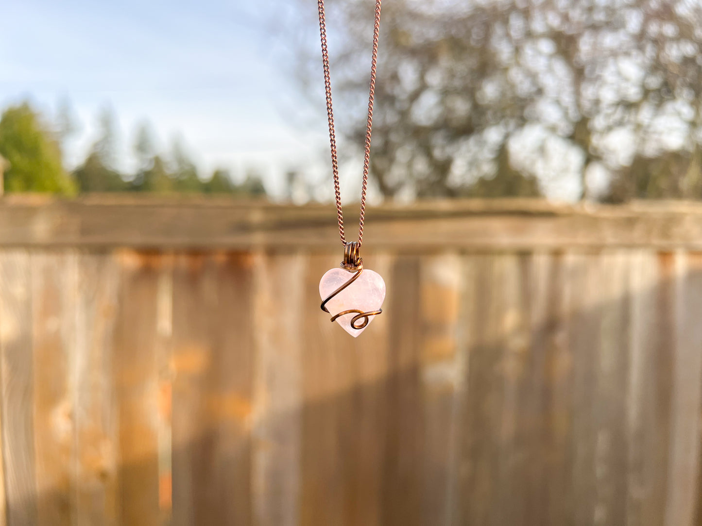 Rose Quartz Heart Necklace
