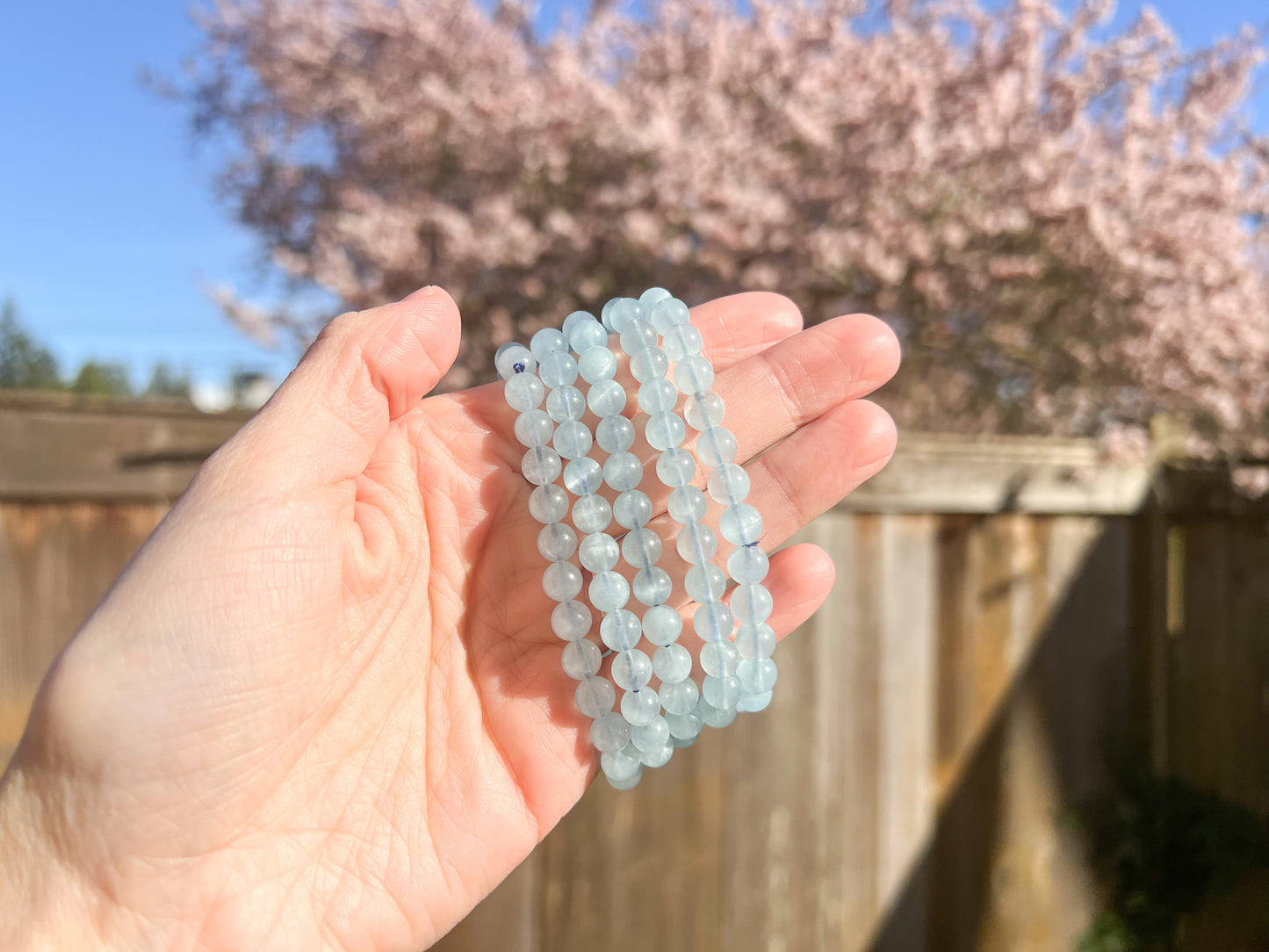 Aquamarine Crystal Beaded Bracelet
