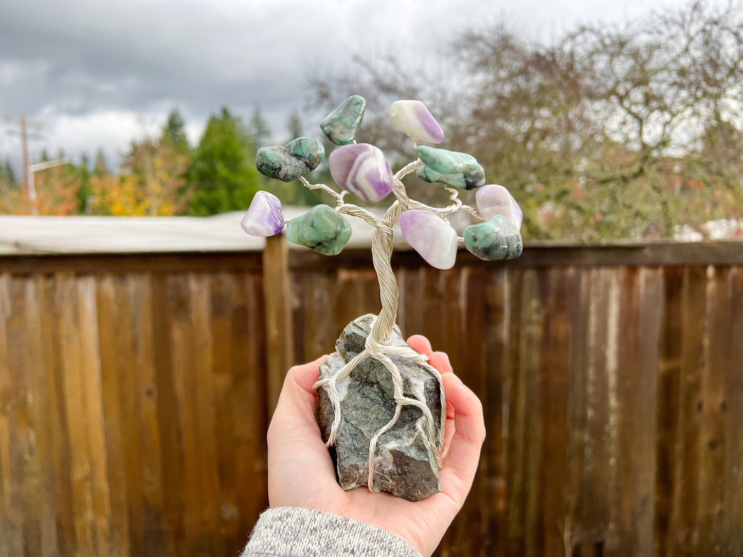 Custom Birthstone Crystal Tree with Rock Base