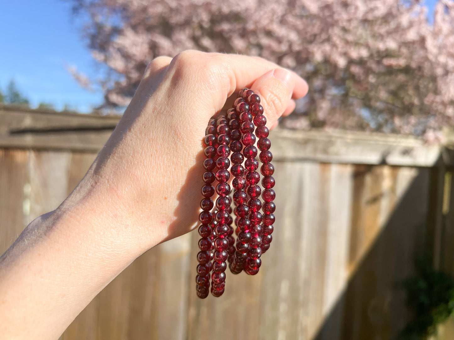 Garnet Crystal Beaded Bracelet
