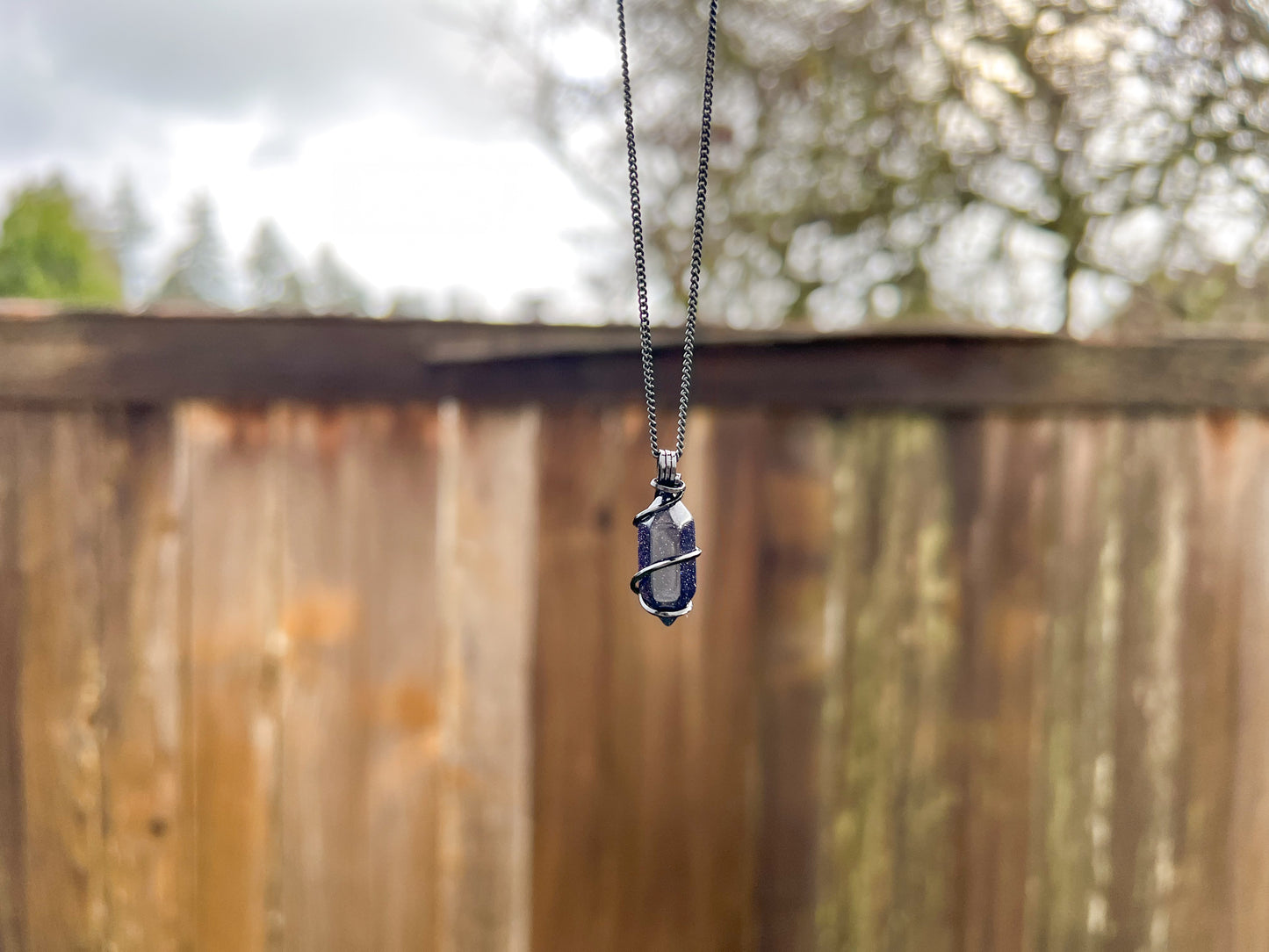 Blue Goldstone Double Terminated Necklace