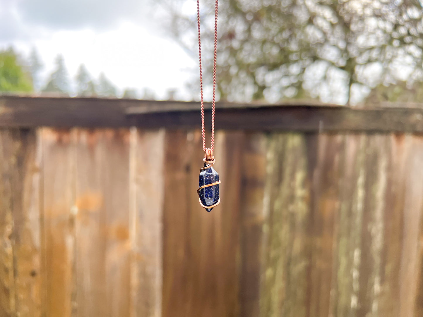 Blue Goldstone Double Terminated Necklace