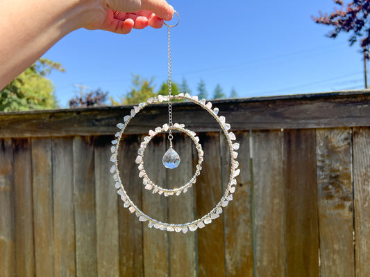 Large Rose Quartz and Clear Quartz Sun Catcher