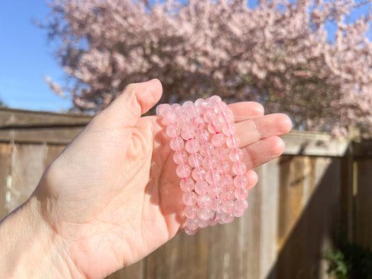 Rose Quartz Crystal Beaded Bracelet