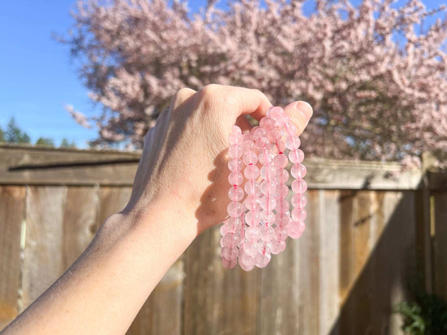 Rose Quartz Crystal Beaded Bracelet