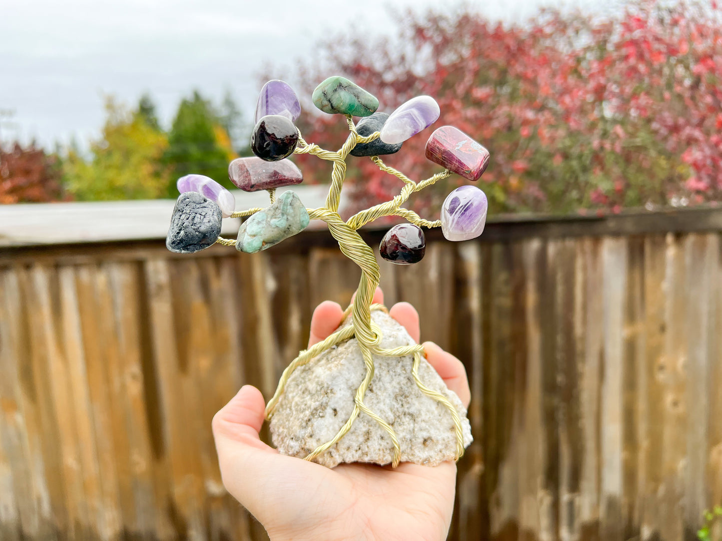Custom Birthstone Crystal Tree with Rock Base