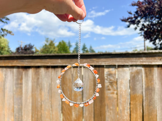 Carnelian and Rose Quartz Sun Catcher