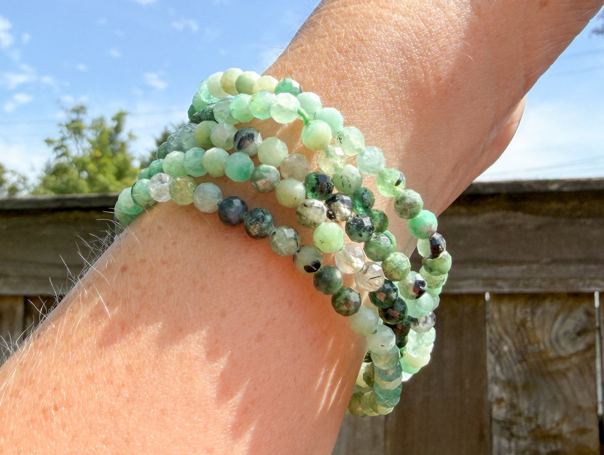 Emerald Faceted Crystal Beaded Bracelet