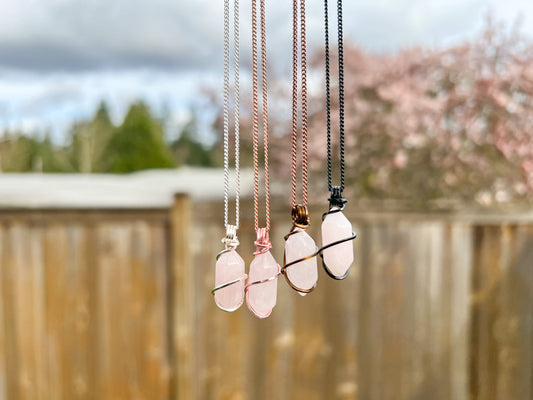 Rose Quartz Double Terminated Necklace