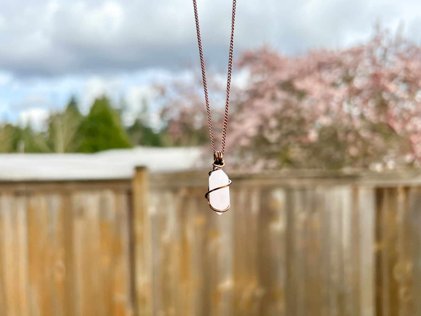 Rose Quartz Double Terminated Necklace