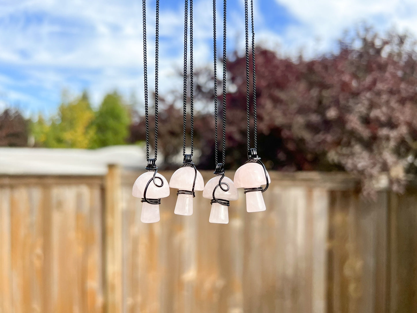 Rose Quartz Mushroom Necklace