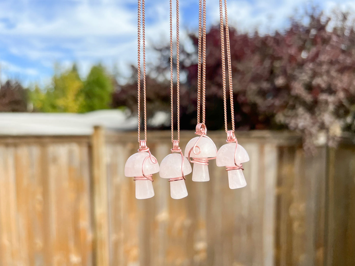 Rose Quartz Mushroom Necklace