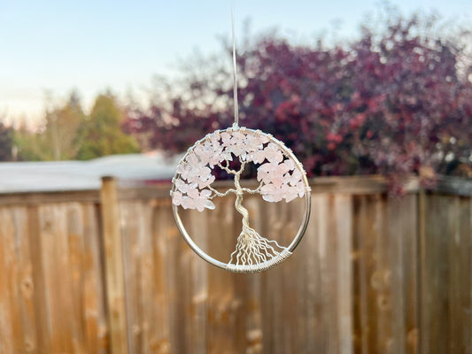 Rose Quartz Tree of Life Ornament