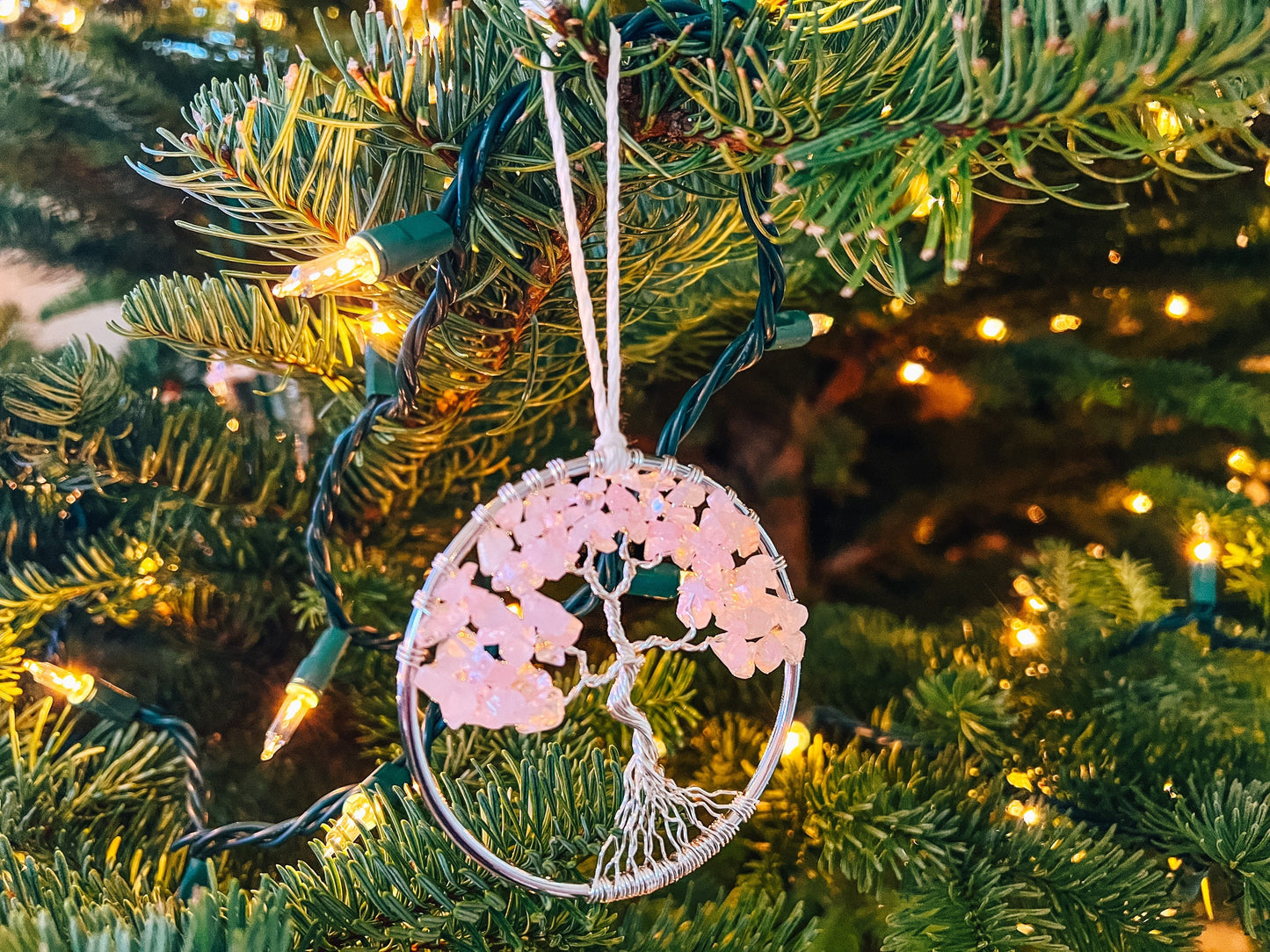 Rose Quartz Tree of Life Ornament