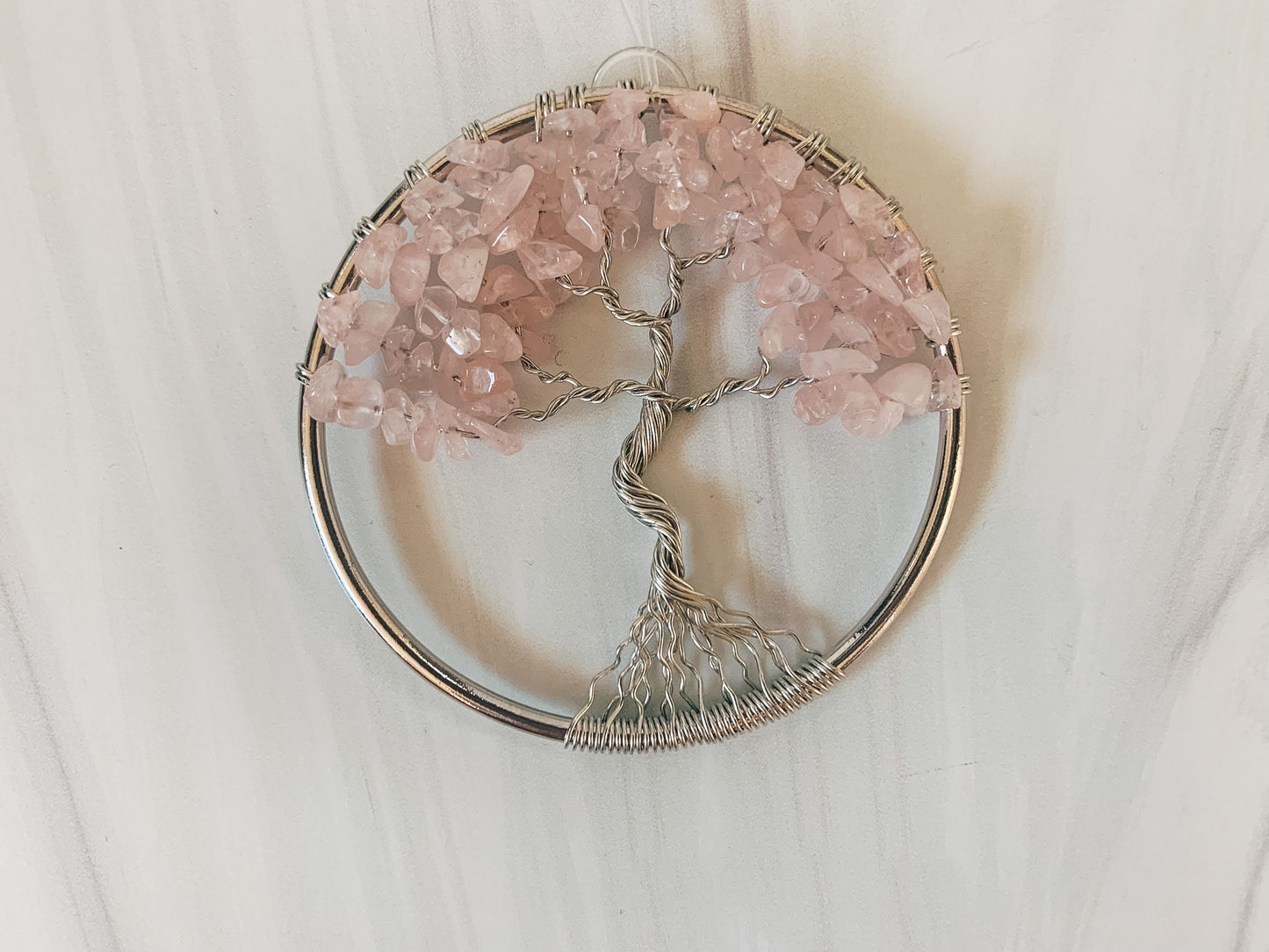 Rose Quartz Tree of Life Ornament