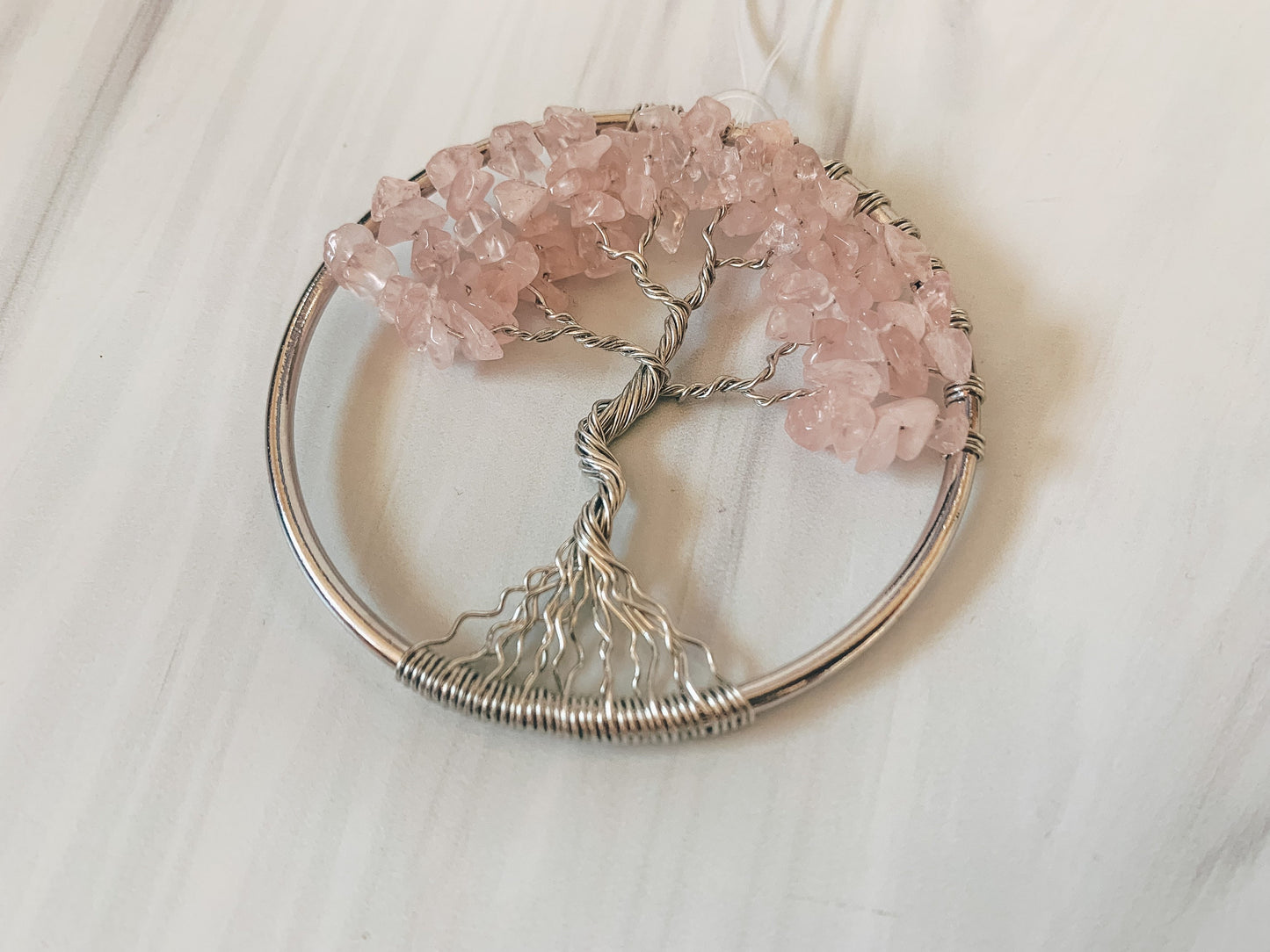 Rose Quartz Tree of Life Ornament