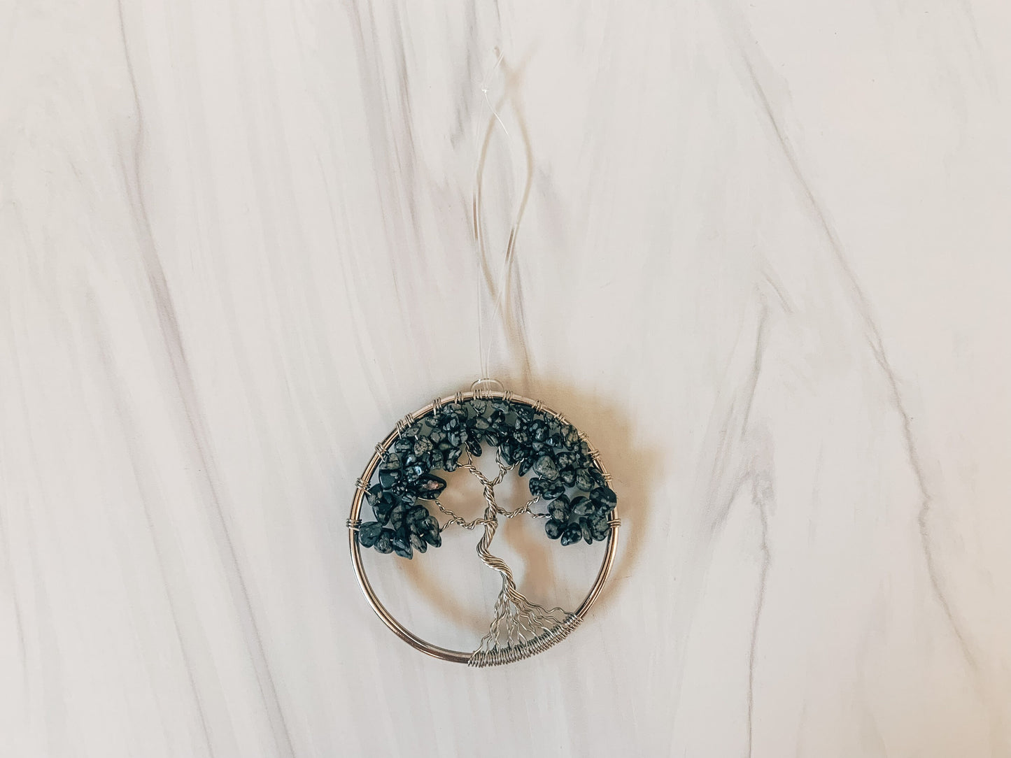 Snowflake Obsidian Tree of Life Ornament