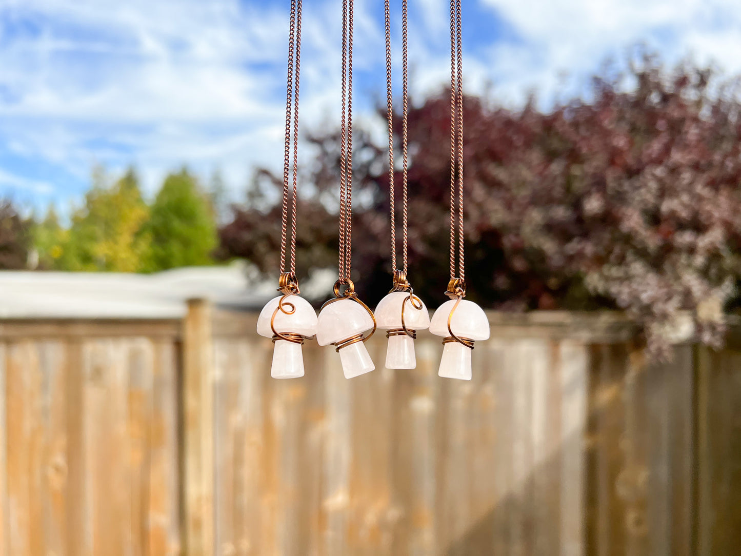Rose Quartz Mushroom Necklace
