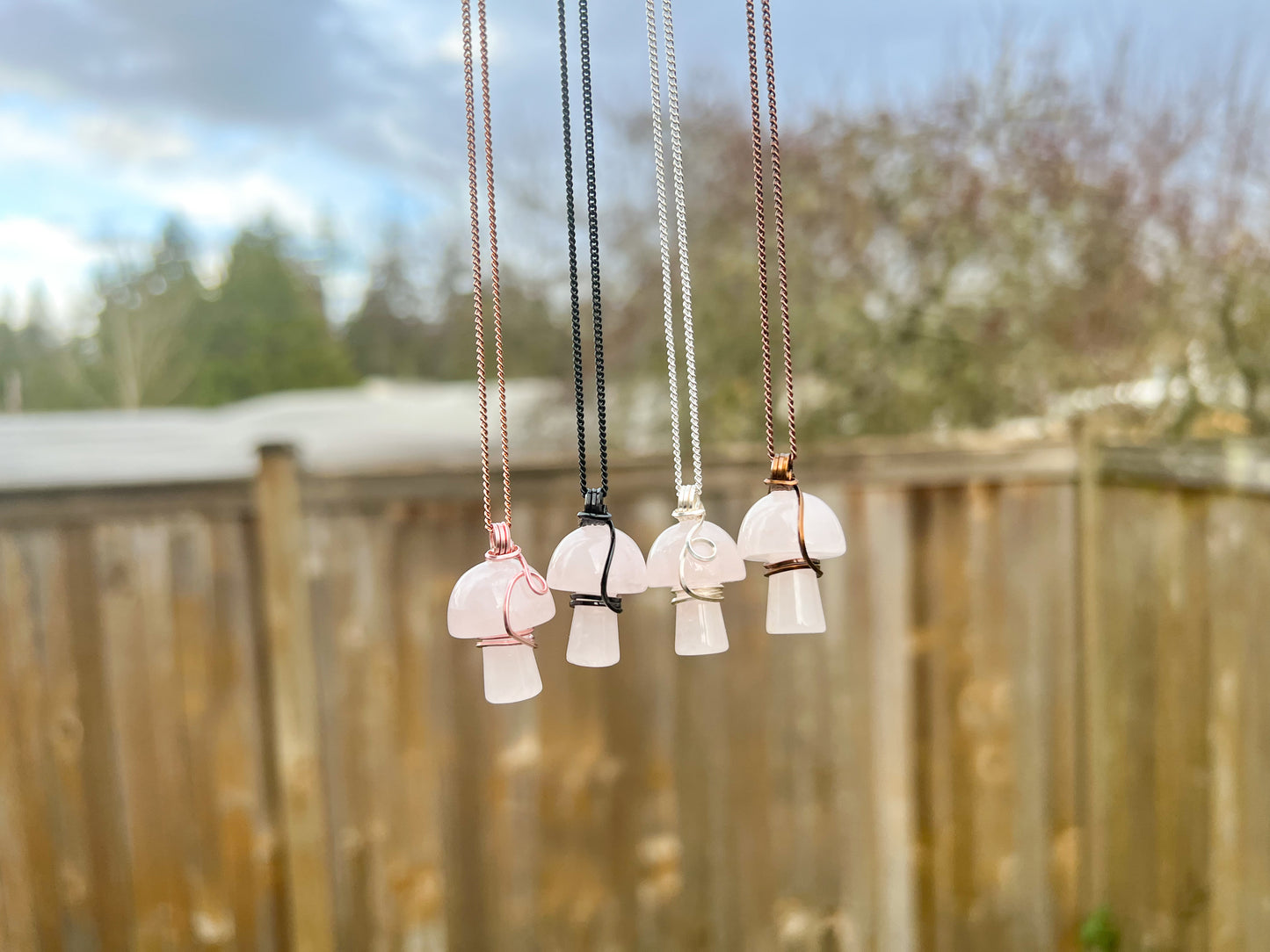 Rose Quartz Mushroom Necklace