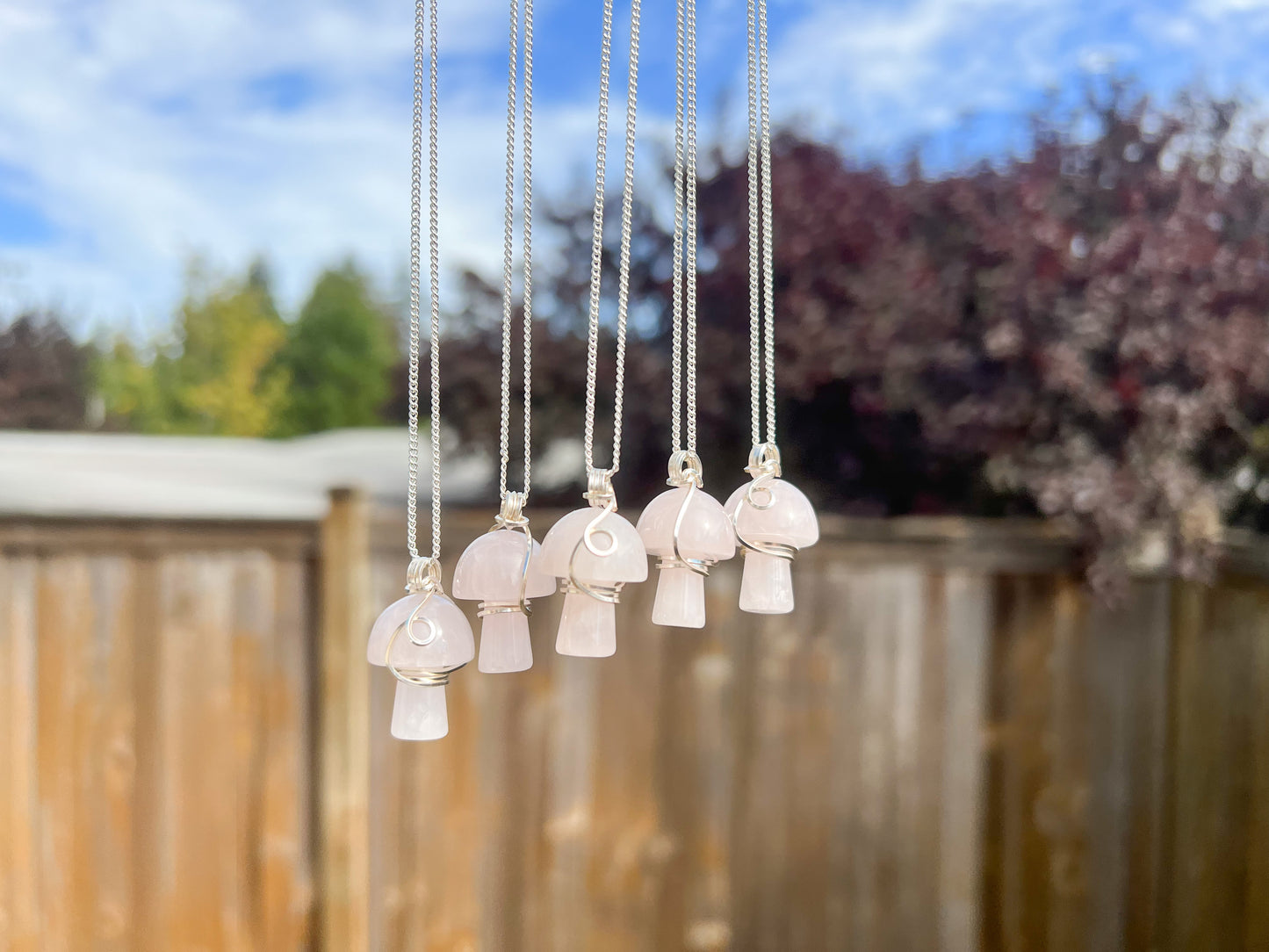 Rose Quartz Mushroom Necklace