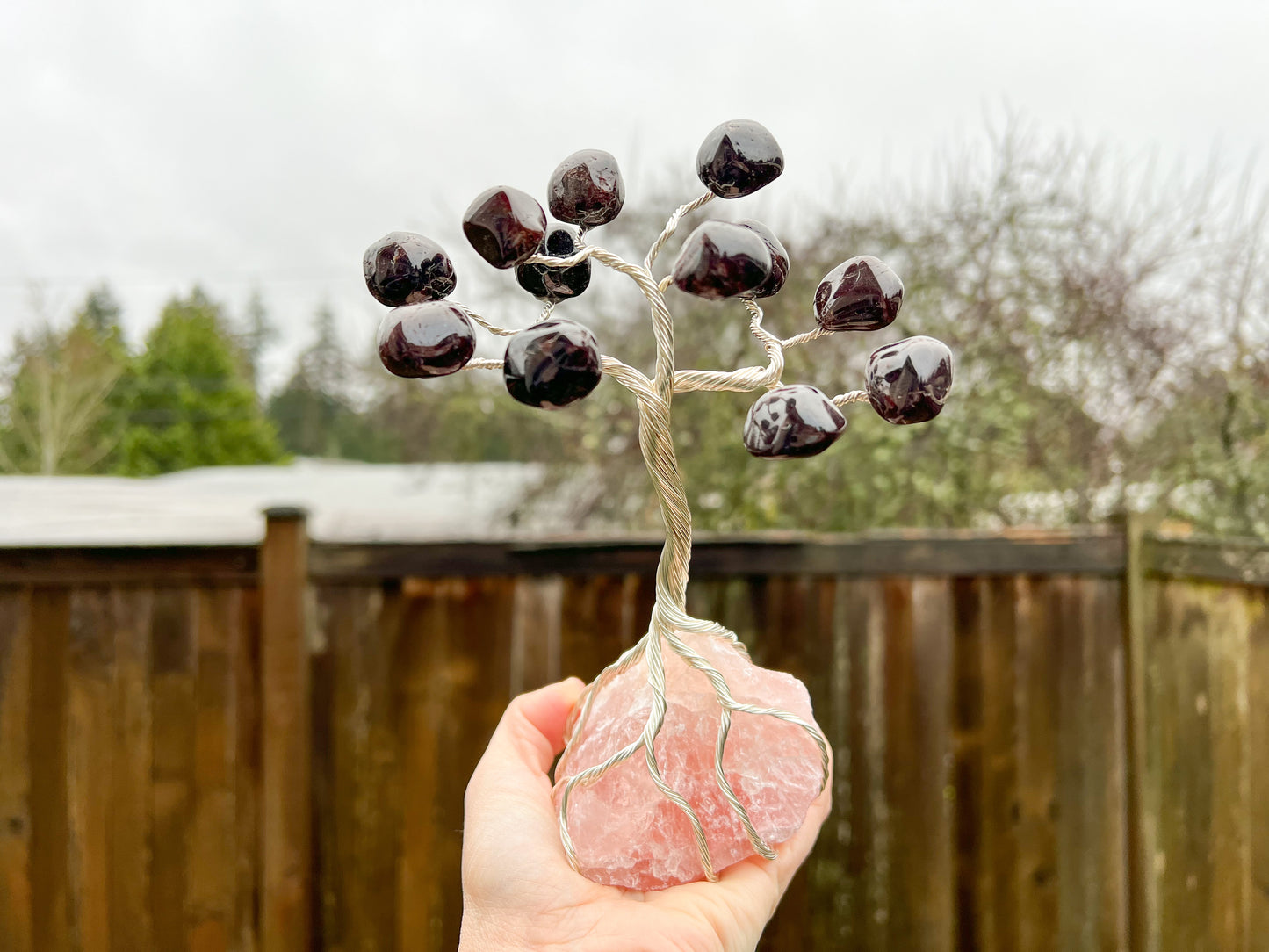 Custom Crystal Tree with Rose Quartz Crystal Base