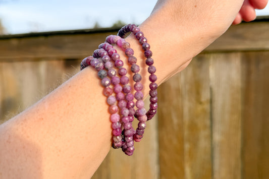 Ruby Crystal Faceted Beaded Bracelet