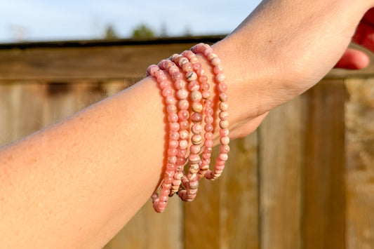 Rhodochrosite Crystal Beaded Bracelet