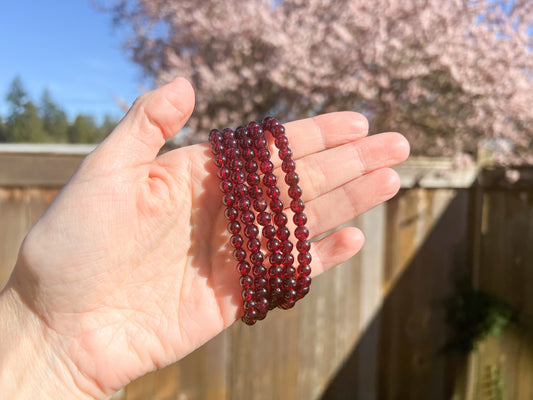 Garnet Crystal Beaded Bracelet