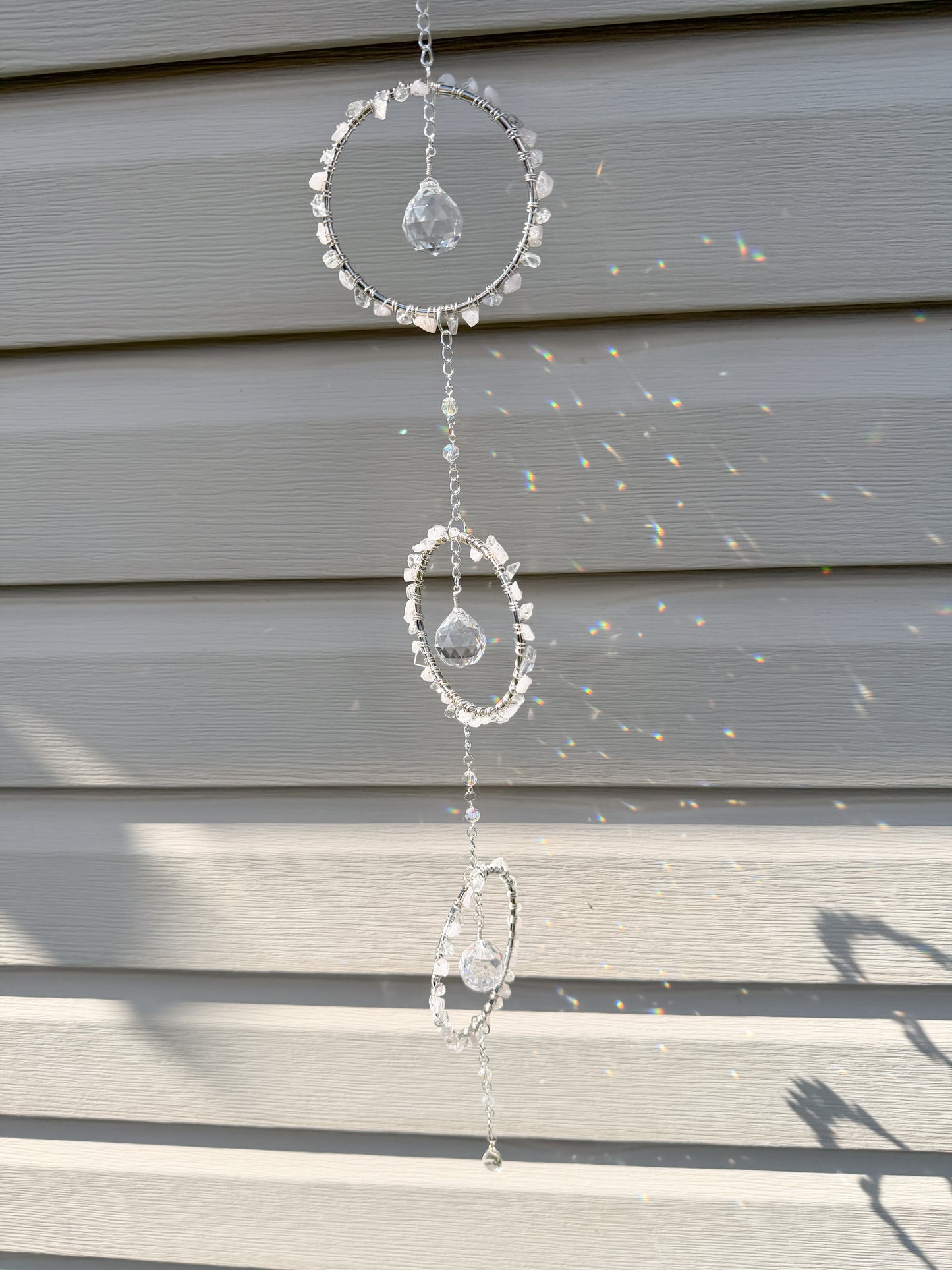 Triple Rose Quartz and Clear Quartz Sun Catcher