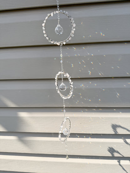 Triple Rose Quartz and Clear Quartz Sun Catcher