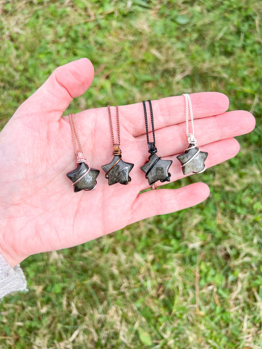 Gold Sheen Obsidian Star Necklace