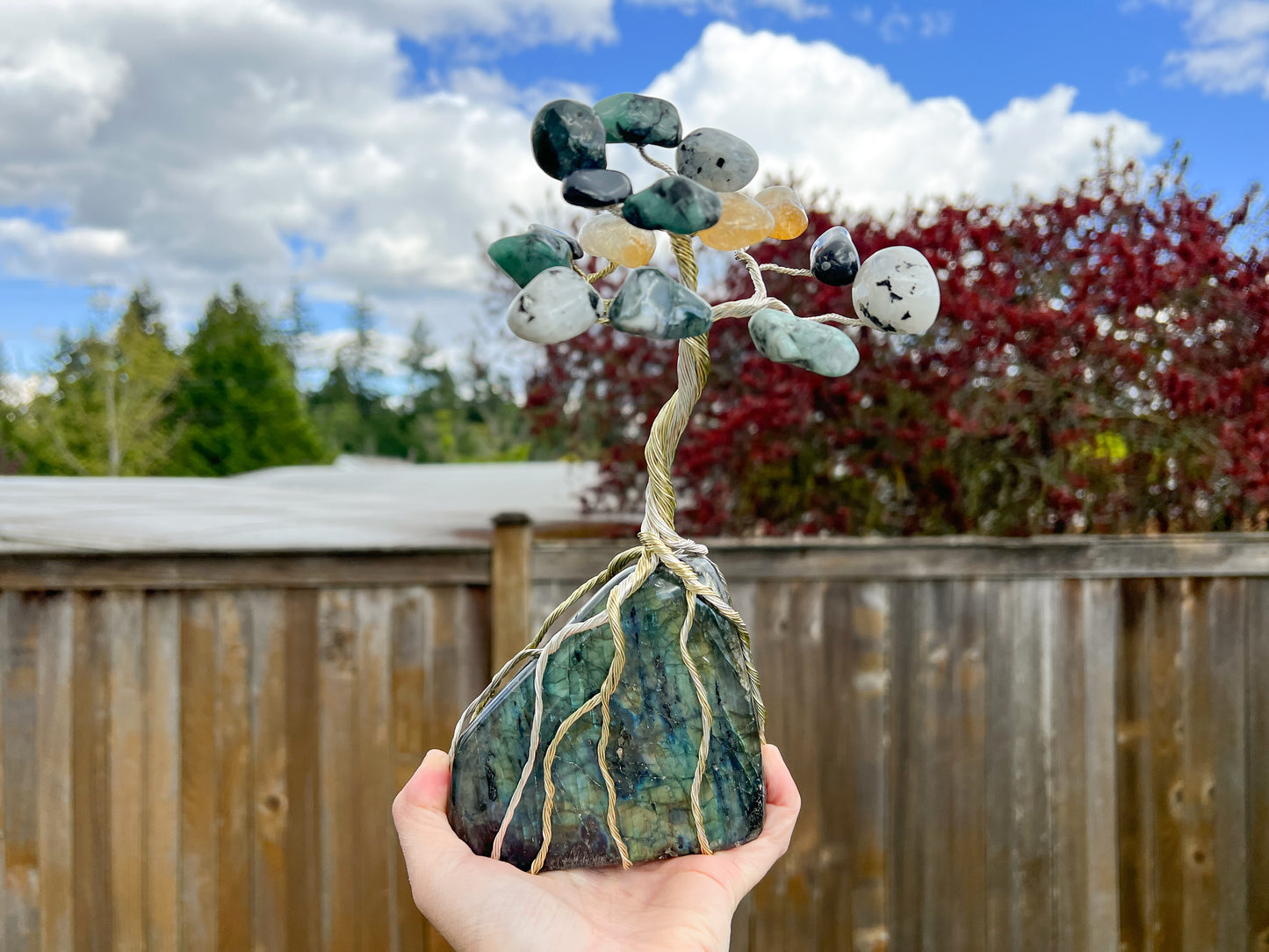 Custom Crystal Tree with Labradorite Crystal Base