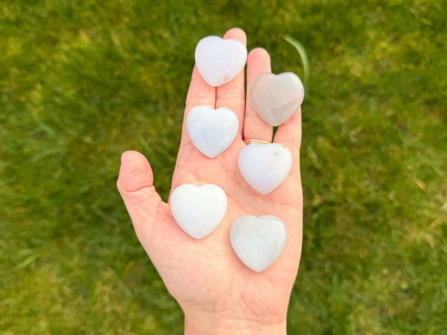 Blue Chalcedony Heart Carving