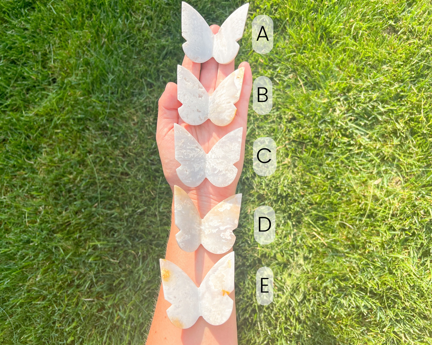 White Fire Chalcedony Butterflies