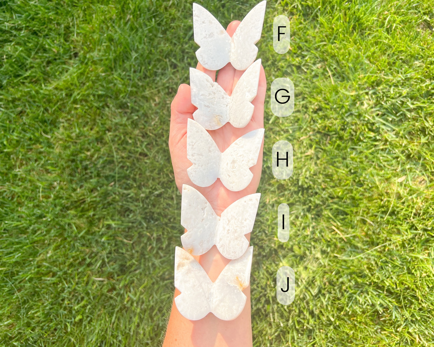White Fire Chalcedony Butterflies