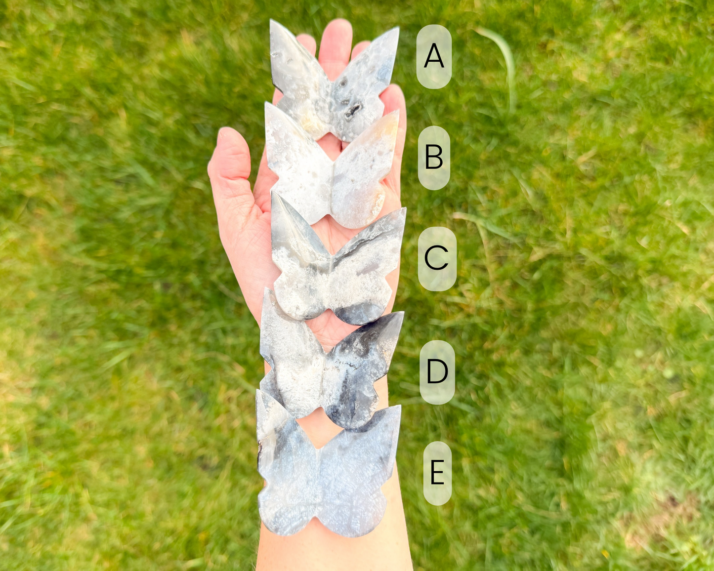 Blue Plume Agate Butterfly Carving