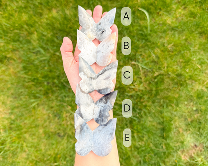 Blue Plume Agate Butterfly Carving