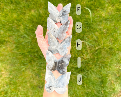 Blue Plume Agate Butterfly Carving