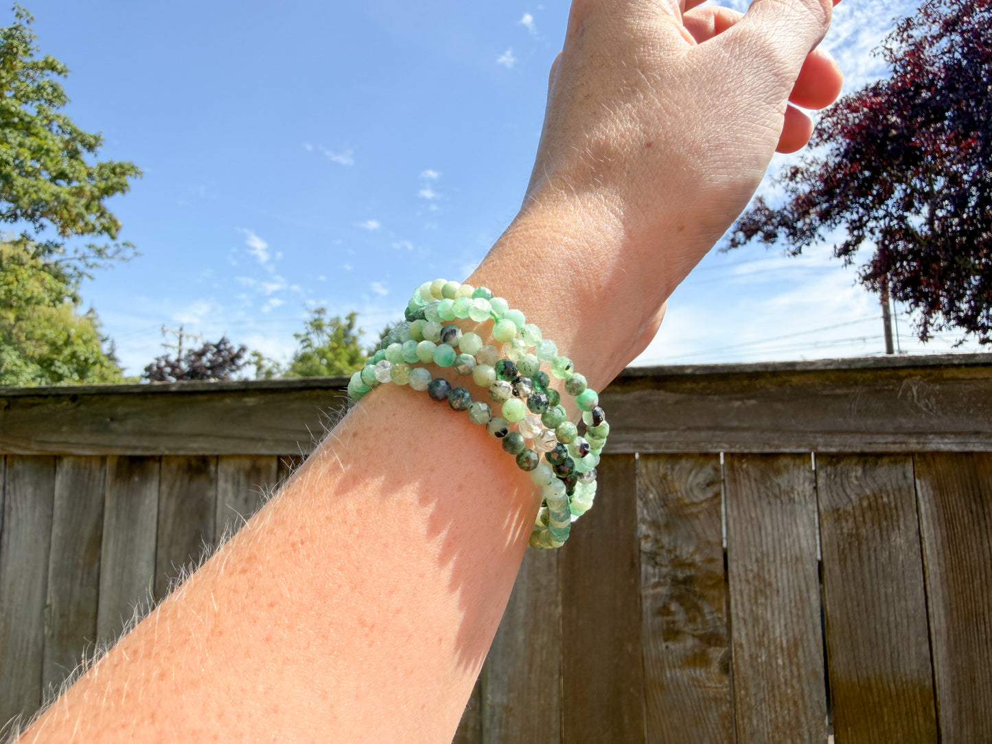 Emerald Faceted Crystal Beaded Bracelet