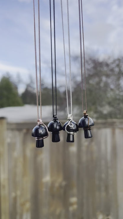 Black Obsidian Mushroom Necklace